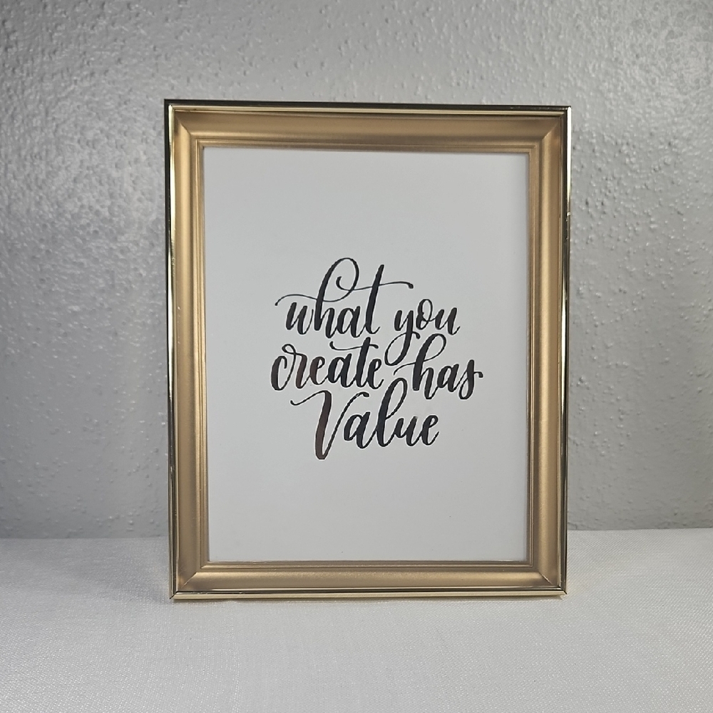 Vintage Gold Craft Frame Picture Frame with 'what you create has value' print